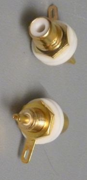 gold plated input connector closeup